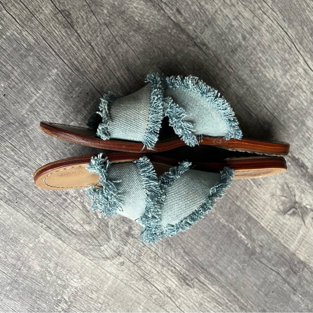 Mystique Crisscross Denim Slides Size 7 - image 5